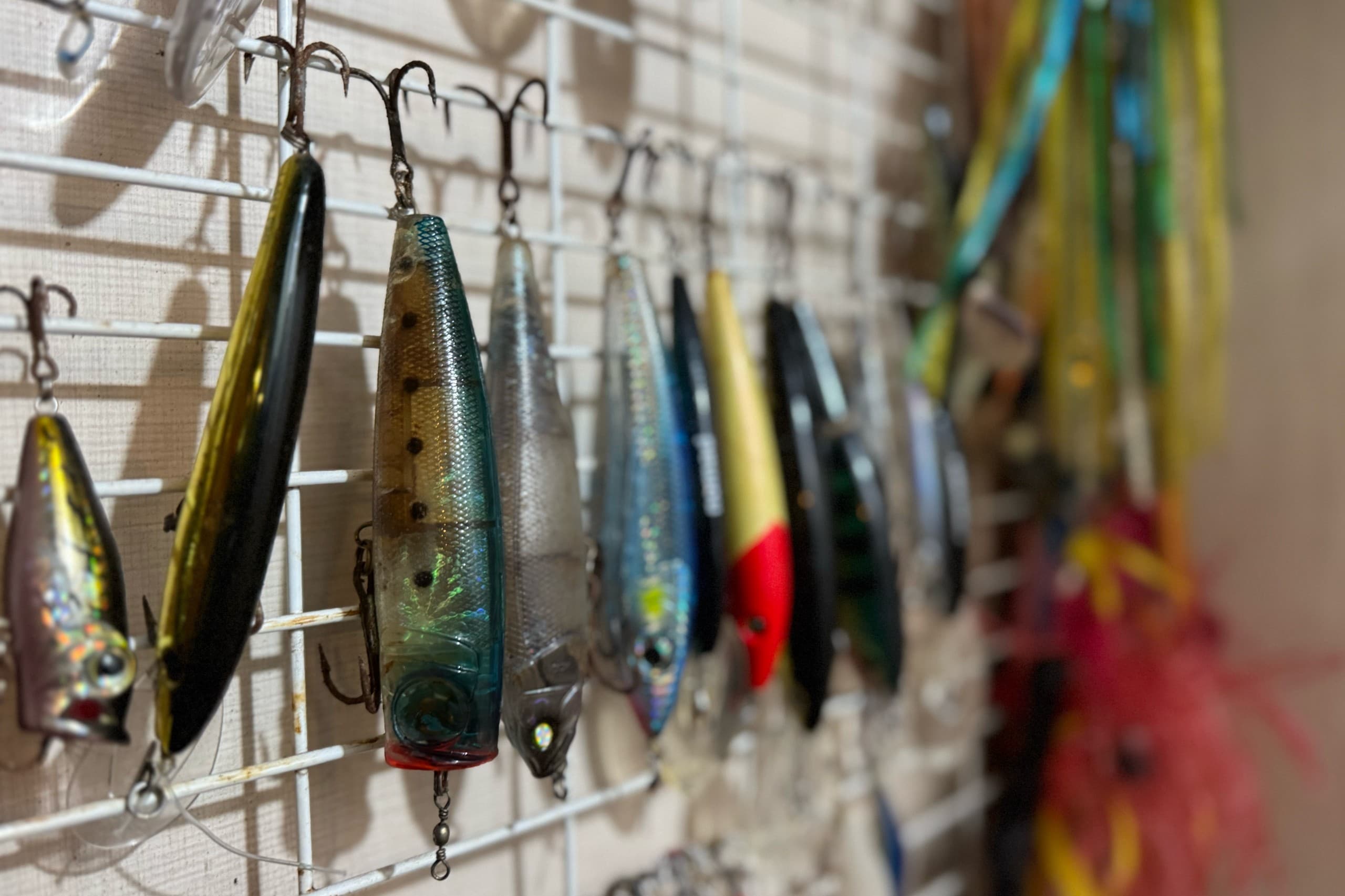 Fishing lures and tackle prepared on Maavahi boat for big game fishing in Maldives