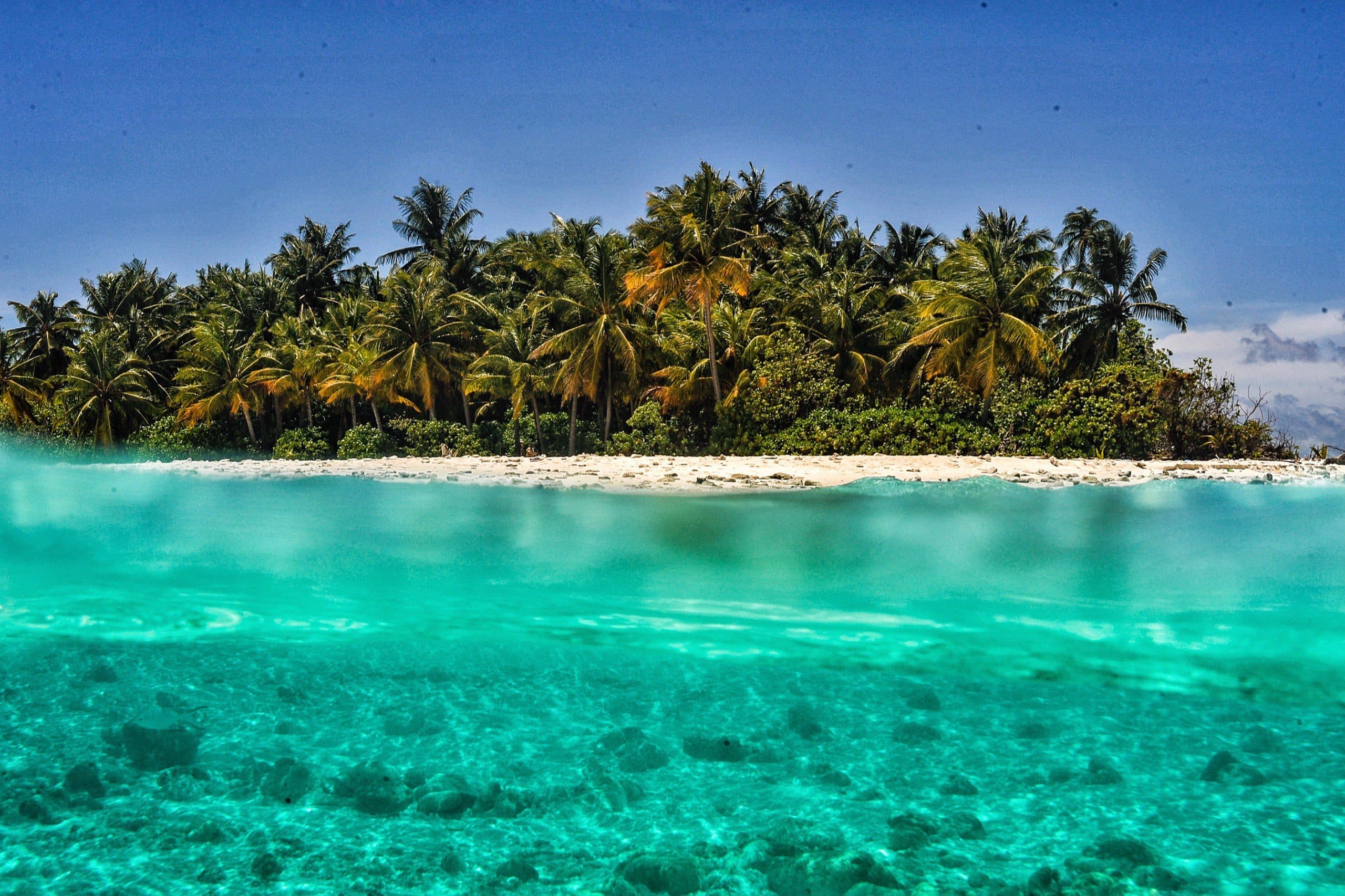 Tropical island and crystal clear lagoon